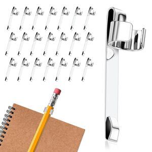20 Pieces Metal Pen Clips Snap in Pencil Clips for Shirt Pocket, Portable